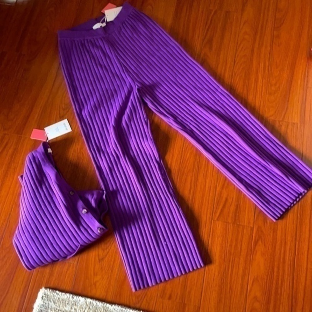 NWT The Frolic Maternity soft ribbed cardigan in purple set coord size 6 US - Picture 12 of 13